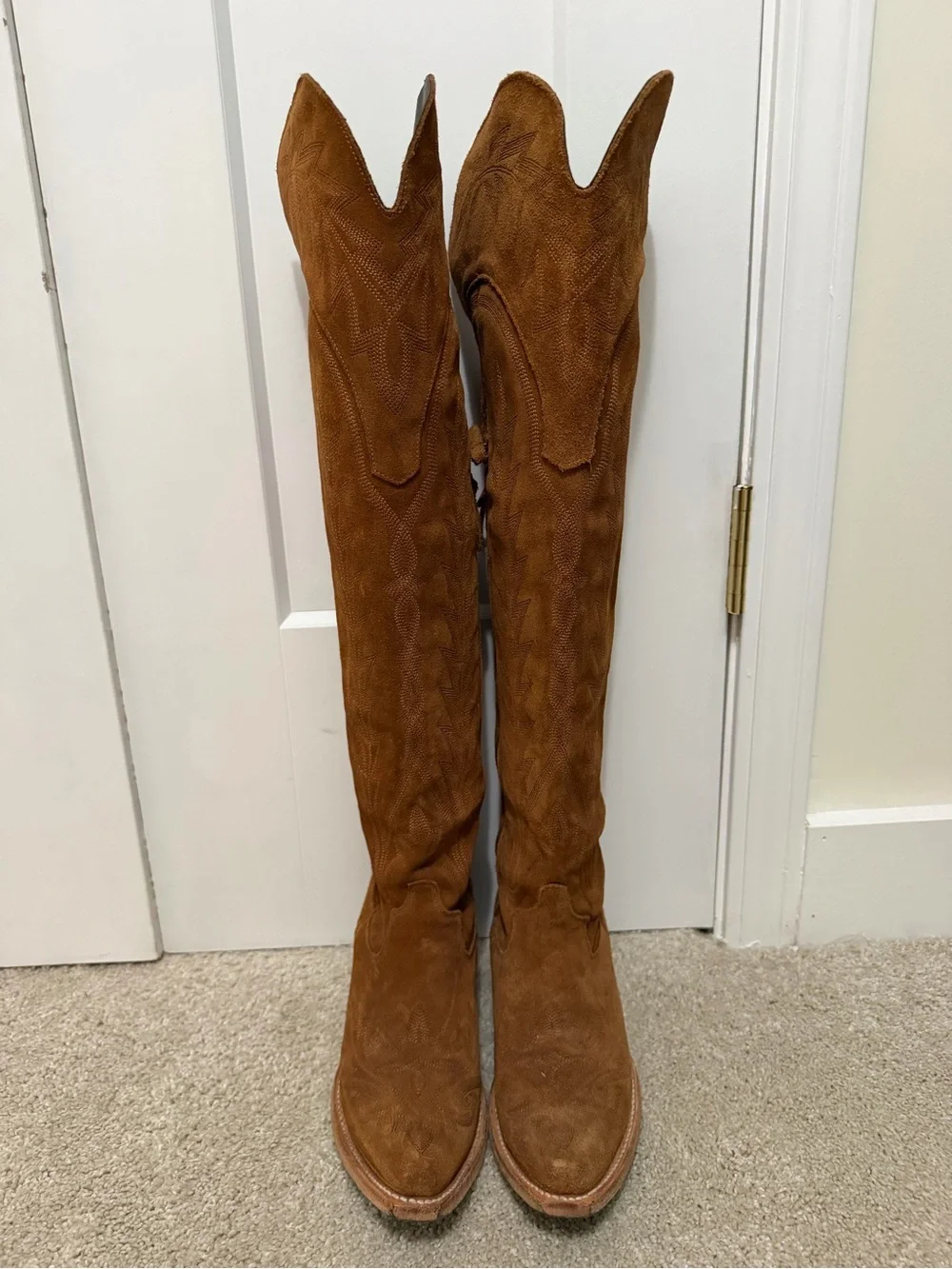 Lane boots Women’s Tall Suede cowgirl lace up Boots - camel